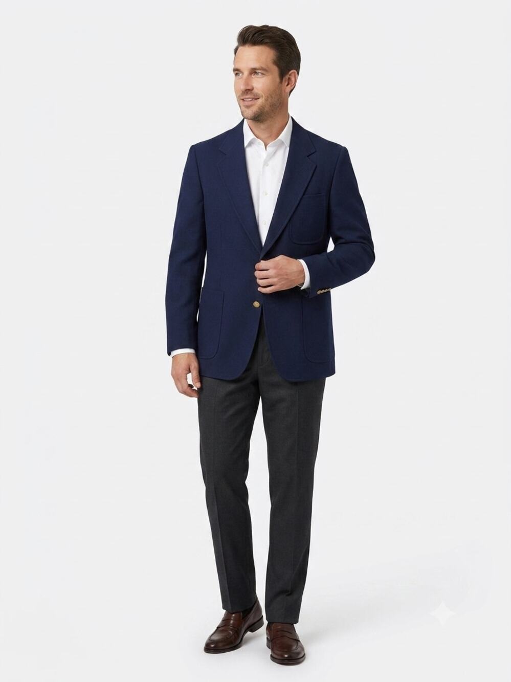 VTG Yves Saint Laurent Sport Blazer Mens 39R Navy Blue Wool Notch Lapel Outdoor